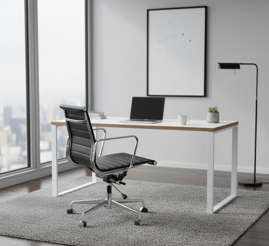 Architect's Office Chair Low Back Black Leather