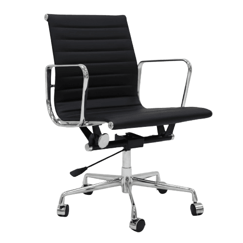 Architect's Office Chair Low Back Black Leather