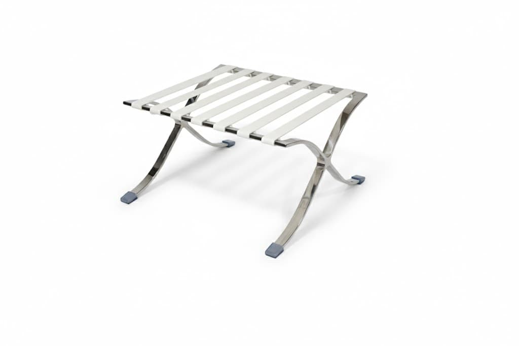 Luxury Mid-Century Ottoman White Leather 