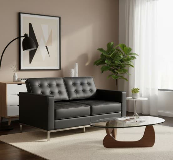 Milano sofa Black Leather (2 seater)