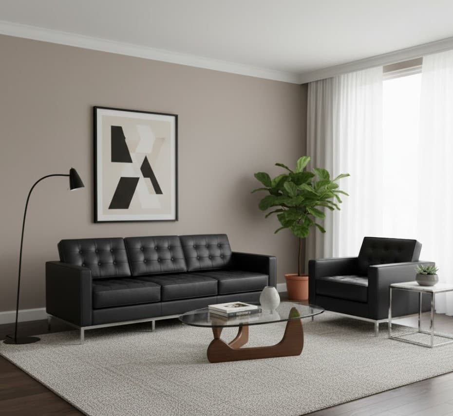 Milano Sofa Black Leather (3 seater)