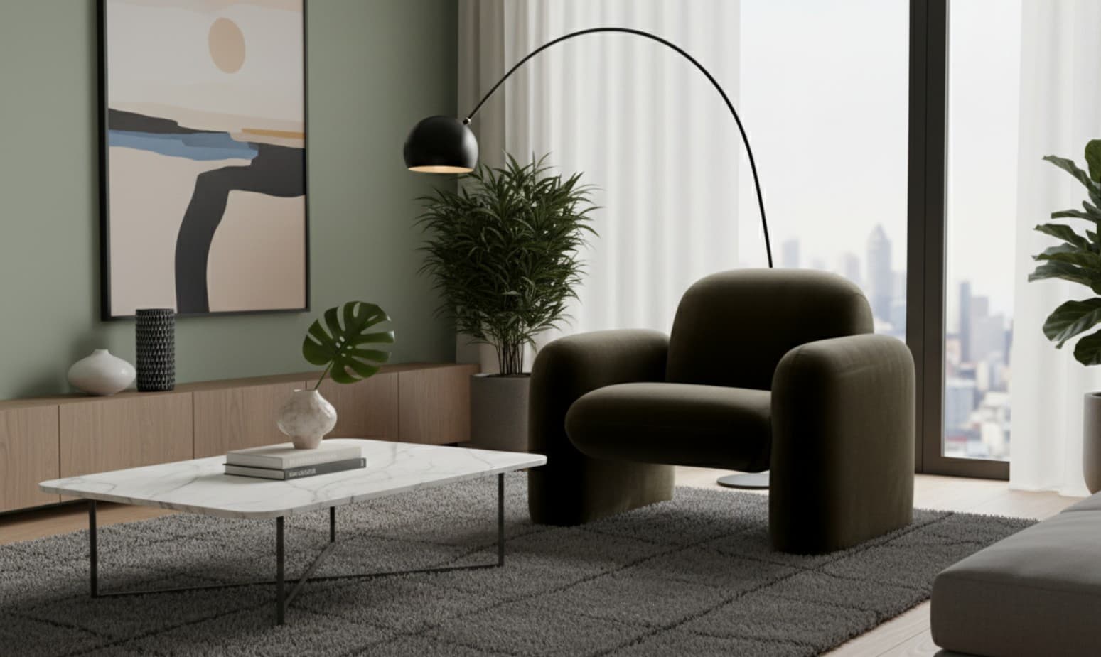 Bertie Fauteuil 1 Place Velours Coton Cypress