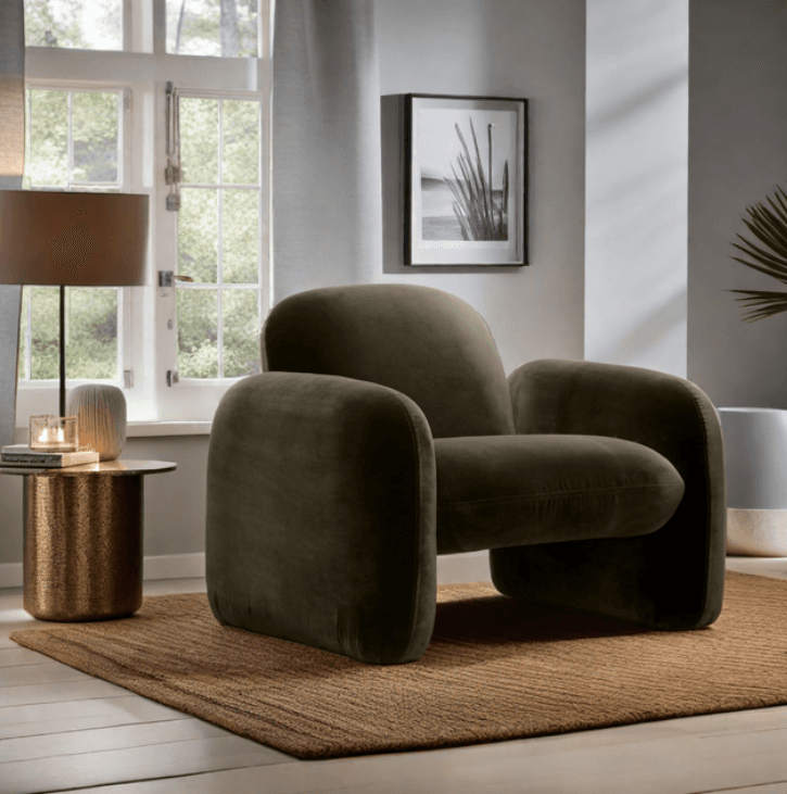 Bertie Fauteuil 1 Place Velours Coton Cypress