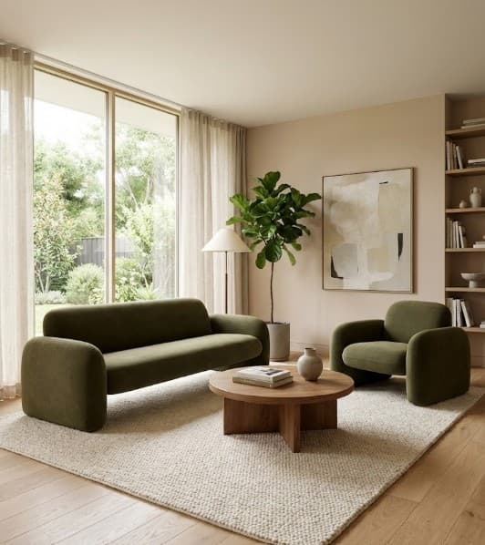 Bertie Canapé 3 Places Velours Coton Cypress