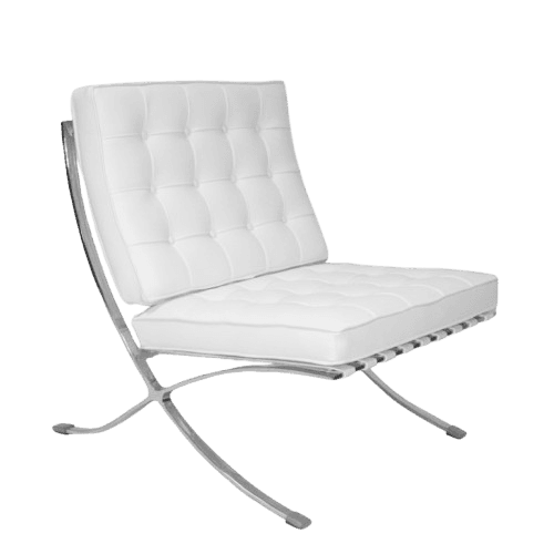 Fauteuil Mid-Century Iconique Cuir Blanc