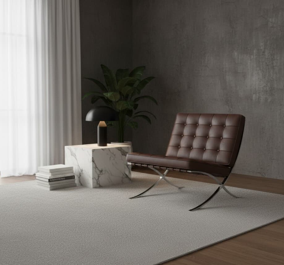 Fauteuil Mid-Century Iconique Cuir Brun Foncé