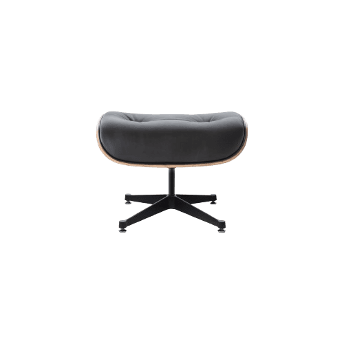 Mid-Century Lounge Chair & Ottoman Black Leather