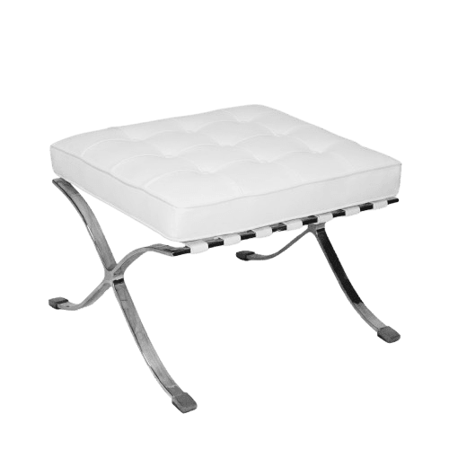 Luxury Mid-Century Ottoman White Leather 