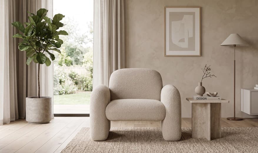 Bertie Boucle Mink 1 Seater