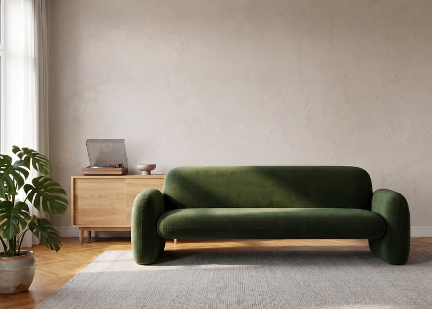 Bertie Canapé 3 Places Velours Coton Cypress