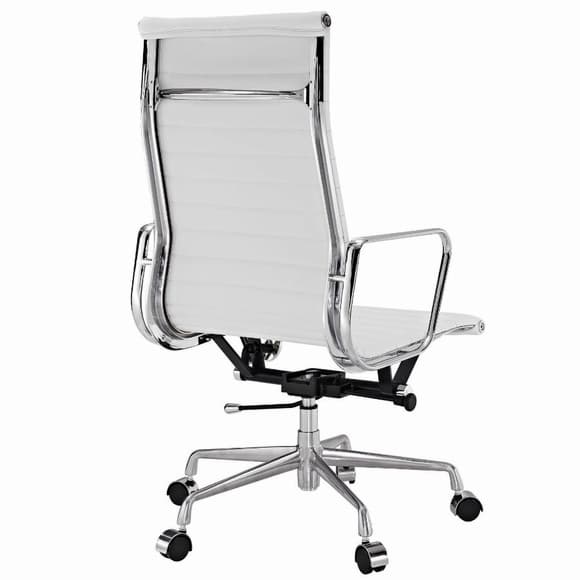 Mid century office chair high back white leather