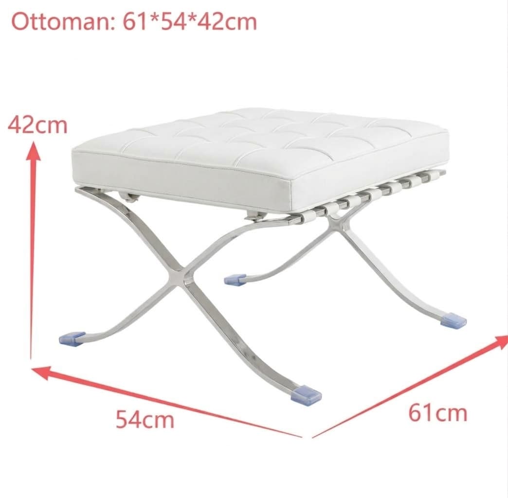 Luxe mi-siècle ottoman en cuir blanc