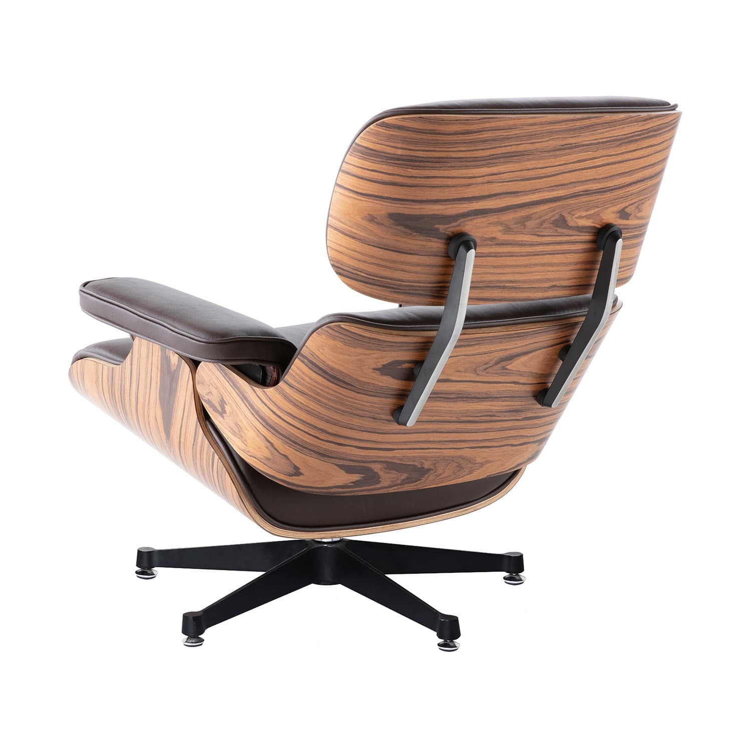 Fauteuil Lounge Et Repose-Pieds Mi-Siècle En Cuir Marron