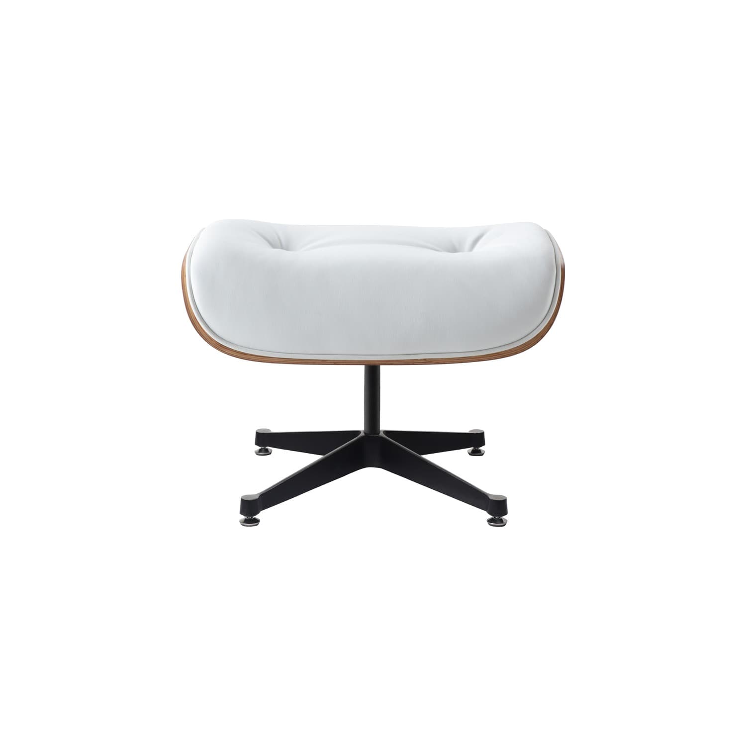 Mid-Century Lounge Chair & Ottoman White Leather