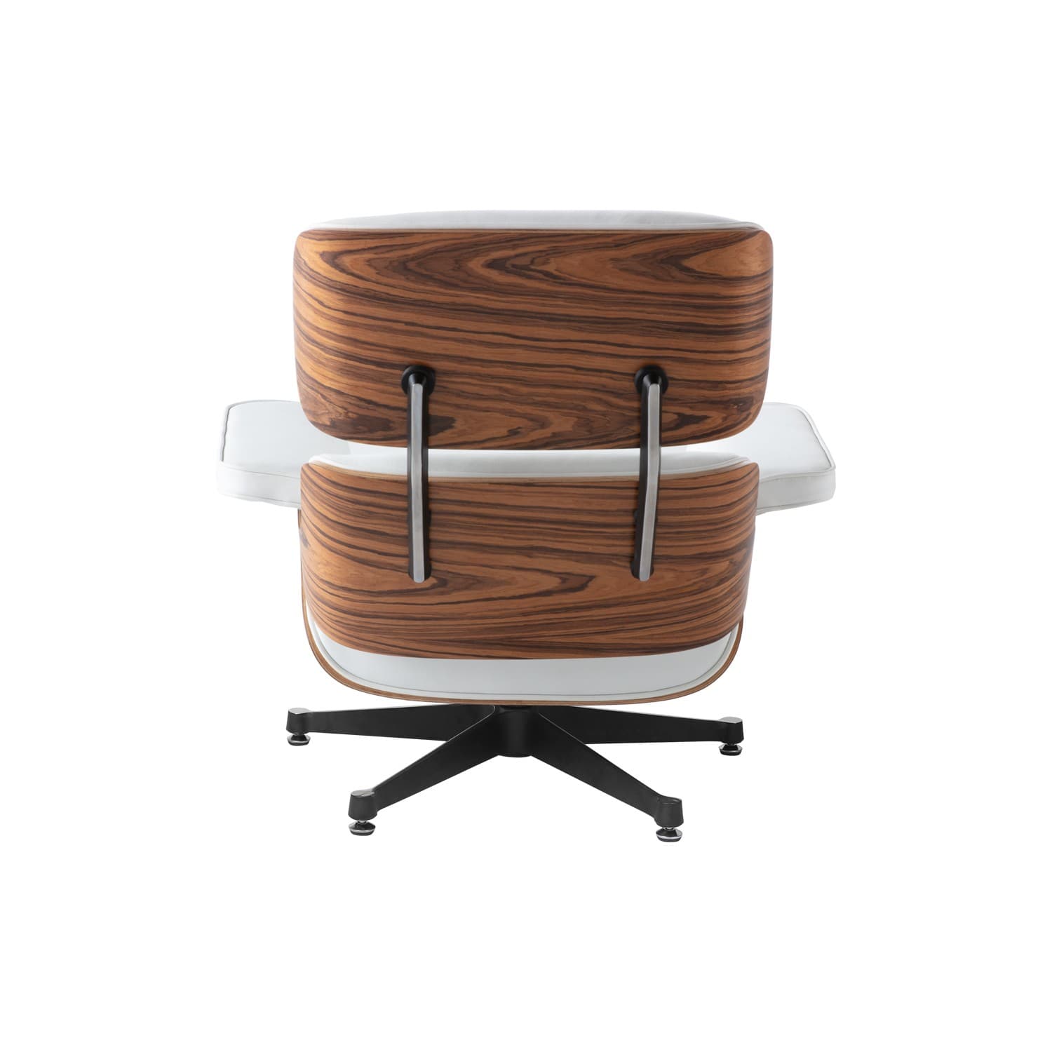 Mid-Century Lounge Chair & Ottoman White Leather