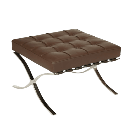 Luxury Mid-Century Dark Brown Leather Ottoman