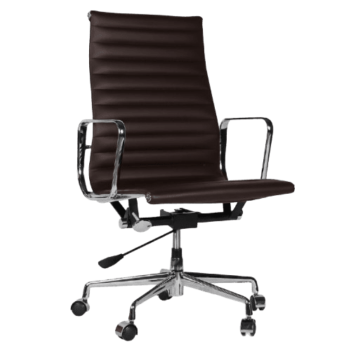 Chaise de Bureau “Architect” Dossier Haut en Cuir Marron