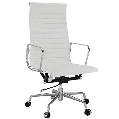 Architect's Office Chair High Back White Leather