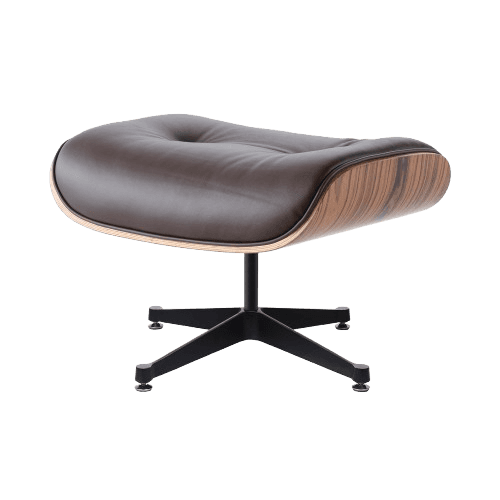 Fauteuil Lounge Et Repose-Pieds Mi-Siècle En Cuir Marron