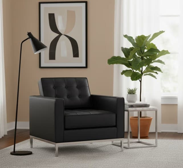 Milano sofa Black Leather (1 seater)
