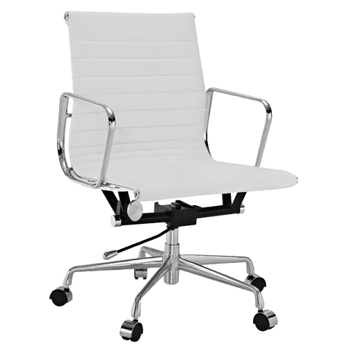 Architect's Office Chair Low Back White Leather