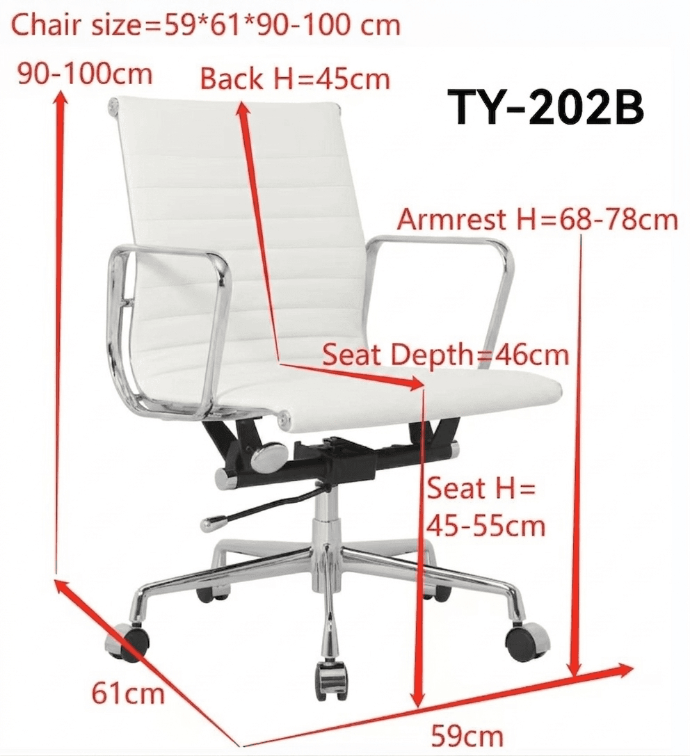 Architect's Office Chair Low Back White Leather