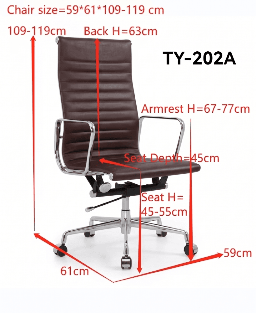 Chaise de Bureau “Architect” Dossier Haut en Cuir Marron