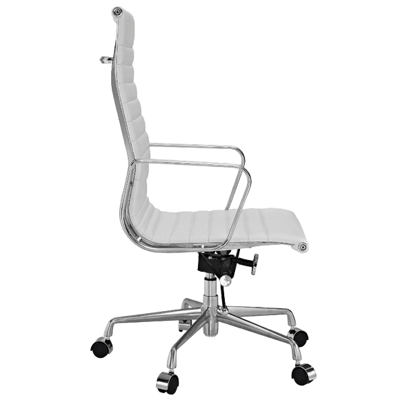Mid century office chair high back white leather