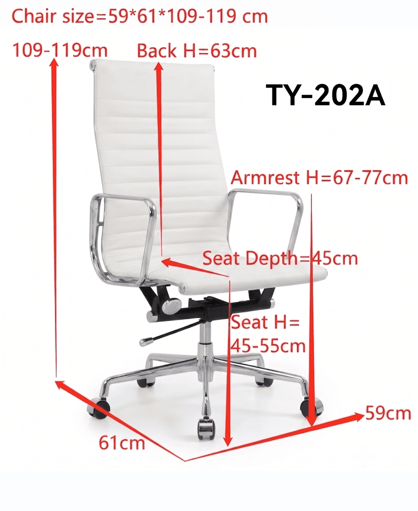 Mid century office chair high back white leather