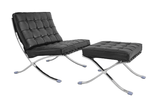 Iconic Mid Century Chair Black Leather set